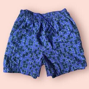 Vtg Nike Swim Trunks 90s Geometric Print Pattern Purple Black Large 4.5” Shorts
